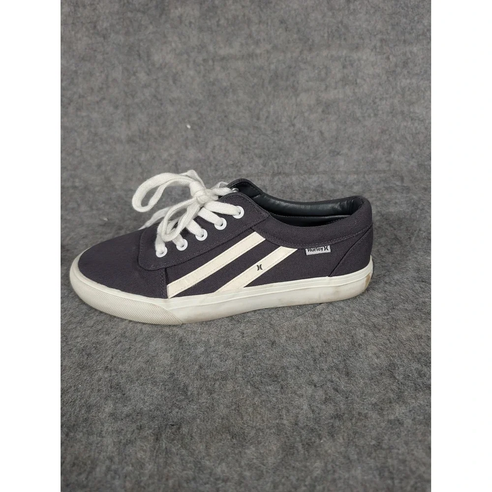 Hurley Mens‎ Canvas Sneakers Shoes Navy White Stripe Lace Up Size US 6 EUR 38.5